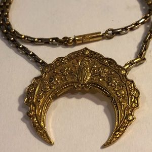 Vintage brass Victorian choker necklace Flower